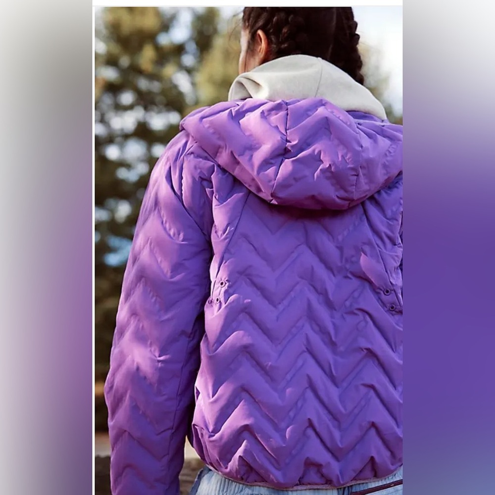 Free People Gettin Lost Packable Puffer. NWT. Red violet - Picture 3 of 6